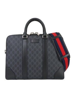 Gucci GG Supreme Briefcase 2-Way Business Shoulder Bag Black Gray